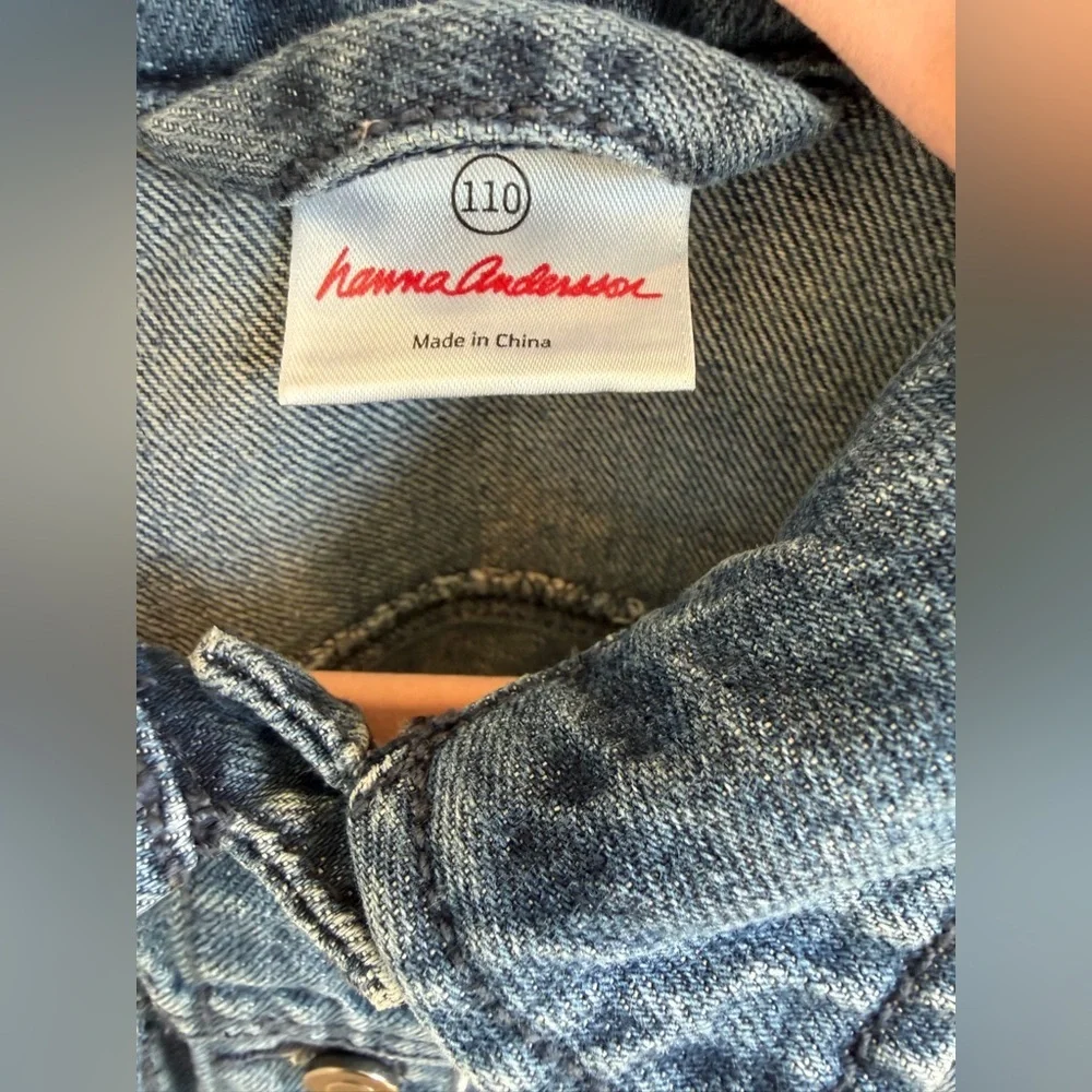 Hanna Anderson | Denim Jean Jacket with Colorful Patches | size 110 | 5